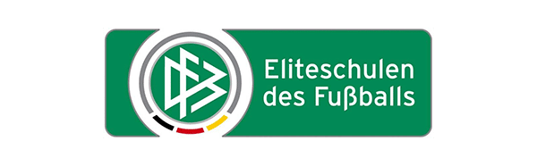 Logo der DFB Eliteschulen des Fußballs auf grünem Hintergrund mit weißer Schrift.